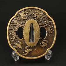 Spada giapponese Tsuba guardia katana ornamenti lega antica articolo...