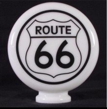 Eco Airmeter Route 66 Mini Globo Vetro Latte 9" 3" Base Pompa Gas Stile Vintage