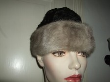 CAPPELLO COLBACCO VISONE GRIGIO AGNELLO PERSIANO ASTRAKAN MINK PELLICCIA FUR  56