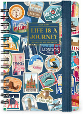 - Agenda Settimanale Spiralata Small 2026, Travel Stickers, 12 Mesi, Chiusura Co