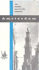 Mappa e guida turistica vintage della città di Amsterdam - Brochure turistica multilingue