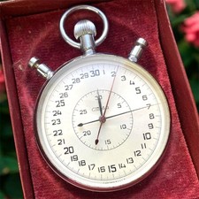 VINTAGE Cronometro Slava Scatola Meccanica Tasca Sprot Sovietico Russo URSS Raro