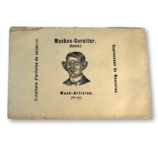 ANTICO SET MASCHERA TEDESCA FUSTELLATA VINTAGE, CARNEVALE, MARDI GRAS, HALLOWEEN ORIG PKG