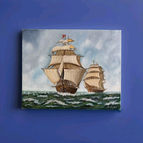 Dipinto olio tela velieri - dipinto,
