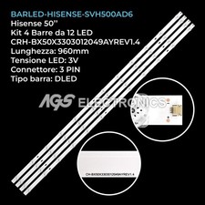 KIT 4 BARRE STRIP 12 LED TV HISENSE JHD500X3U51TAL2K2 BX50X3303012049AYREV1.3