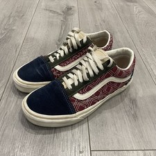 Scarpe da skate Vans Old Skool blu navy e rosse scamosciate e tela motivo geometrico UK 6,5 