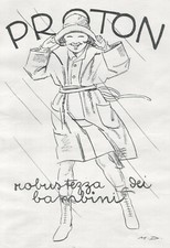 PUBBLICITA'1921 PROTON RICOSTITUENTE BAMBINI PIOGGIA IMPERMEABILE M. DUDOVICH