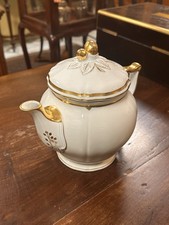 Teiera In Porcellana Limoges France Elegante Decorazione Oro Zecchino Sec.XX
