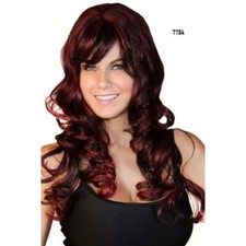 Parrucca da Donna Capelli  Lunghi Ondulati Ricci Rosso Scuro Travestimento Uomo