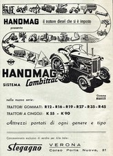 PUBBLICITA' 1954 TRATTORE DIESEL HANOMAG STEGAGNO VERONA MODELLI GOMME CINGOLI 
