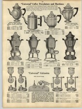 1919 CARTA PUBBLICITARIA universale Cafenoira caffettiera argento deposito lampada alcool