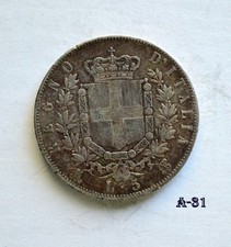 1871 Italy 5 Lire Silver BIG