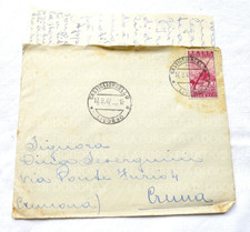 storia postale busta lettera posta AEREA 1947 SINGOLO RADIO LIVORNO X CREMA