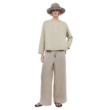 Pantaloni di lino beige con