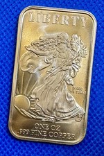 Walking Liberty 1 oz .999 barra di rame fine