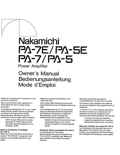 Nakamichi 53 pa 7 - pa-7e, pa-53