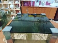 tavolino quadrato in vetro fume da caffe struttura in metallo willy rizzo?