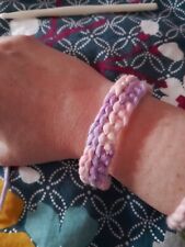 braccialetto uncinetto rosa melange cotone