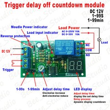 Interruttore Relè Temporizzatore Trigger Regolabile Display LED DC12V Spegnimento Tempo