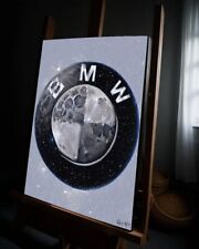 Logo BMW Art Moon con COA - Tela incorniciata 40X30cm firmato Hitt