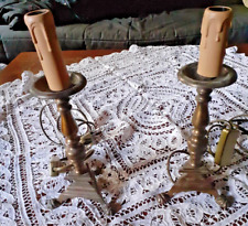 Coppia lampade lumi da appoggio abatjour vintage vecchie metallo bronzo?