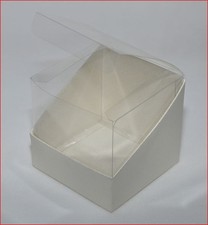 BOMBONIERE FAI DA TE 10 SCATOLE 10X10X9 DUO TRASPARENTE/AVORIO CONFETTI NASCITA