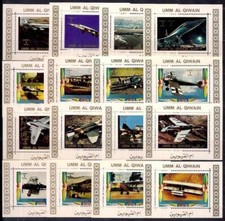 Umm al Qiwain Aviazione Aerei Aerei Aerei DeLuxe set MNH (3)