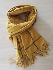 Sciarpa grande giallo senape a quadri scozzese tartan scialle foulard donna