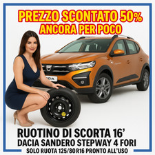 Ruotino Di Scorta 16" Dacia Sandero Stepway 4 Fori Solo Ruota 125/80R16 Pronto