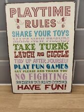 Insegna "Regole del tempo di gioco" in metallo dall'aspetto vintage da appendere