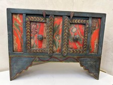 Rara cassapanca antica in legno dipinta a mano - arte popolare decorazione rustica