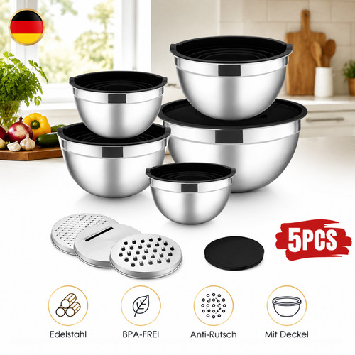 Set ciotole acciaio inox - set, in