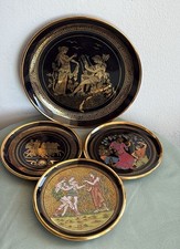 4  PIATTI GRECI IN CERAMICA STILE ANTICA GRECIA CON DECORI IN ORO 24 K-VINTAGE-