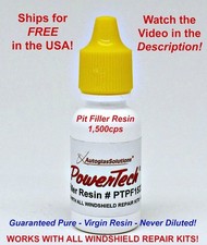 PowerTech Pit Filler Auto Glass Windshield Rock Chip UV Repair Resin .5oz 15 ml