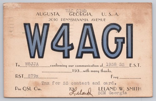 Scheda qsl w4agi augusta - qsl,