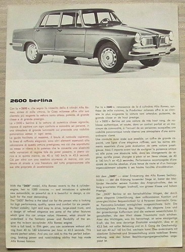 Alfa romeo 2600 berlina scheda - alfa,