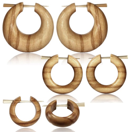 Paio orecchini legno a - di,