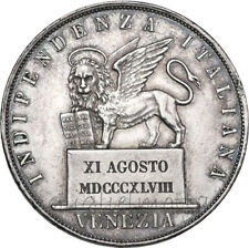 GOVERNO PROVVISORIO DI VENEZIA 5 LIRE 1848 MONETA ARGENTO