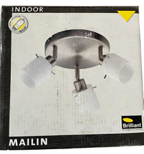 Lampadario da soffitto 3 faretti da 40 W cromo vetro decorato Brilliant Mailin