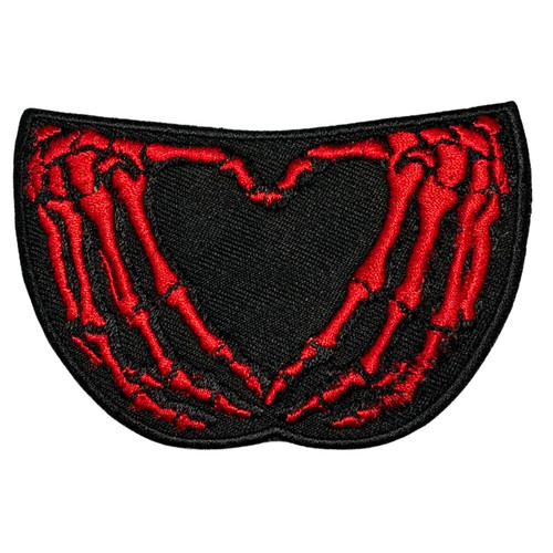 Scheletro mano cuore - cuore, ricamo