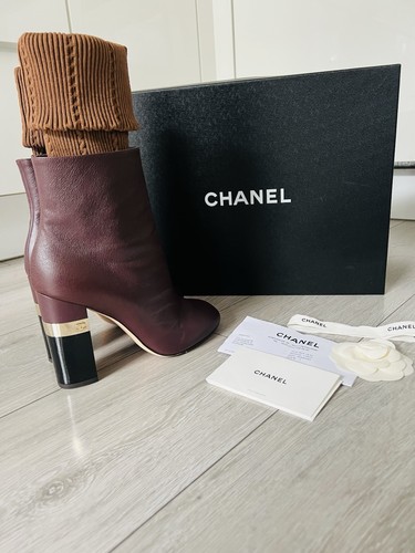 Stivaletti chanel borgogna - chanel, |