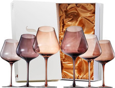 Venere Set Bicchieri da Vino, Set di 6 Bicchieri da 20Oz Colore Marrone Melanina per Lei, Mamma,