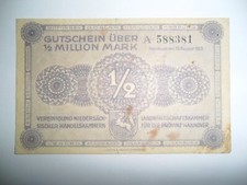 BANCONOTA ANTICA 500.000 1/2 MILLION MARK GERMANIA 1923 SPL #