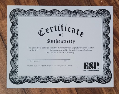 Esp kirk hammett certificato - esp:,
