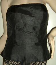 TOP BUSTINO STRINGIVITA SHANTUNG NERO TAGLIA UK 12 BILL LEVKOFF GRANDE 
