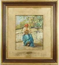 LUCA POSTIGLIONE. NAPOLI. 1876-1936. OLIO SU TAVOLA IN CORNICE