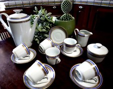 Servizio Porcellana Tedesca Kahla,decoro oro zecchino e blu, perfetto!