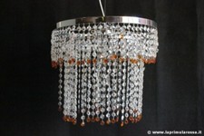 LAMPADARIO VINTAGE CON STRUTTURA CROMATA E  CRISTALLI SWAROVSKI LAMPADA RETRO'