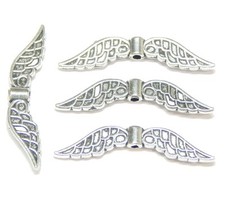 20 perline di metallo con ali d'angelo 32 mm argento anticato angeli di per
