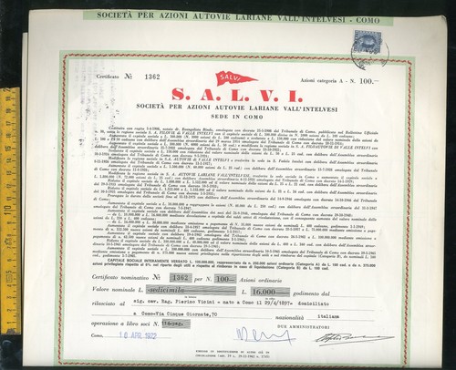 Certificato azionario azione - certificato,